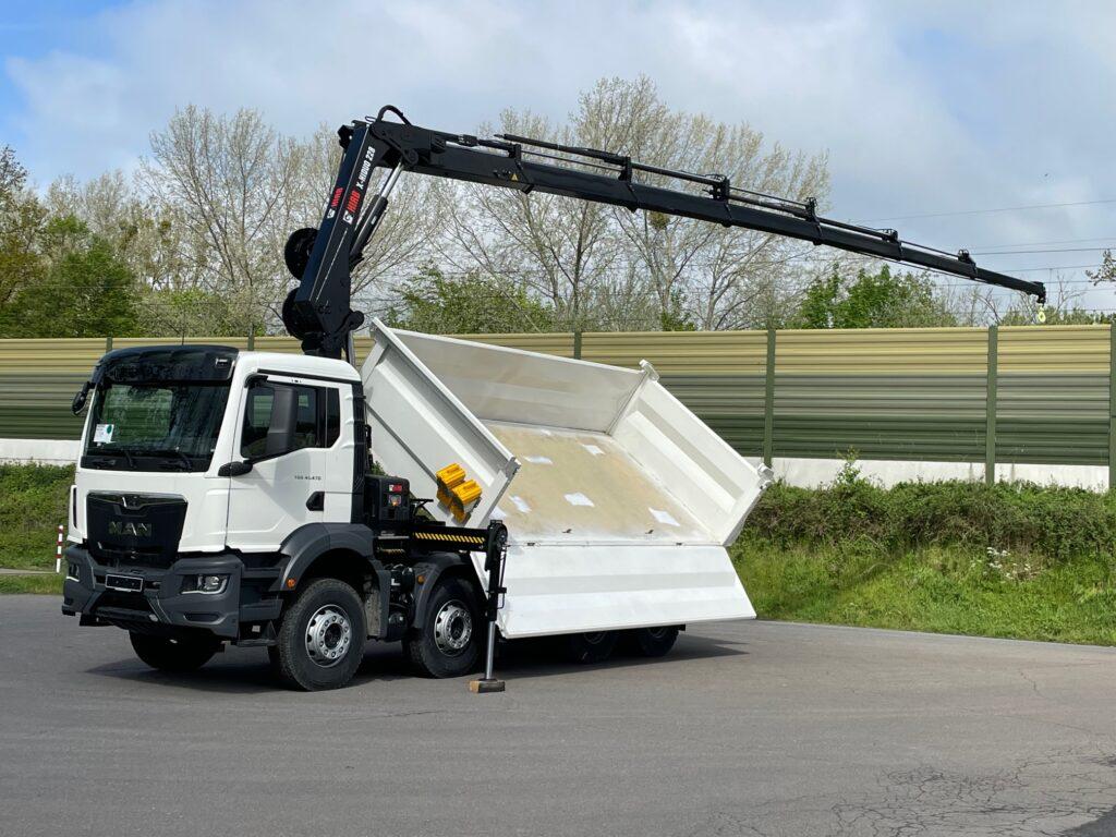 MAN TGS 41.470 8x4 Euro6e Euromix 3-Seiten-Kipper EMK3 Hiab 228-6